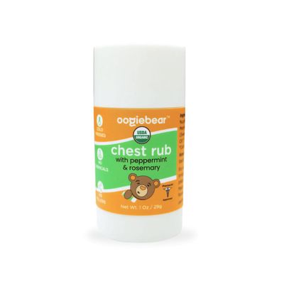 oogiebear Kids Chest Rub, USDA Organic Soothing Peppermint & Rosemary for Breathing Relief and Comfort, Petroleum Free, 30+ Months, 1.0 Oz Balm