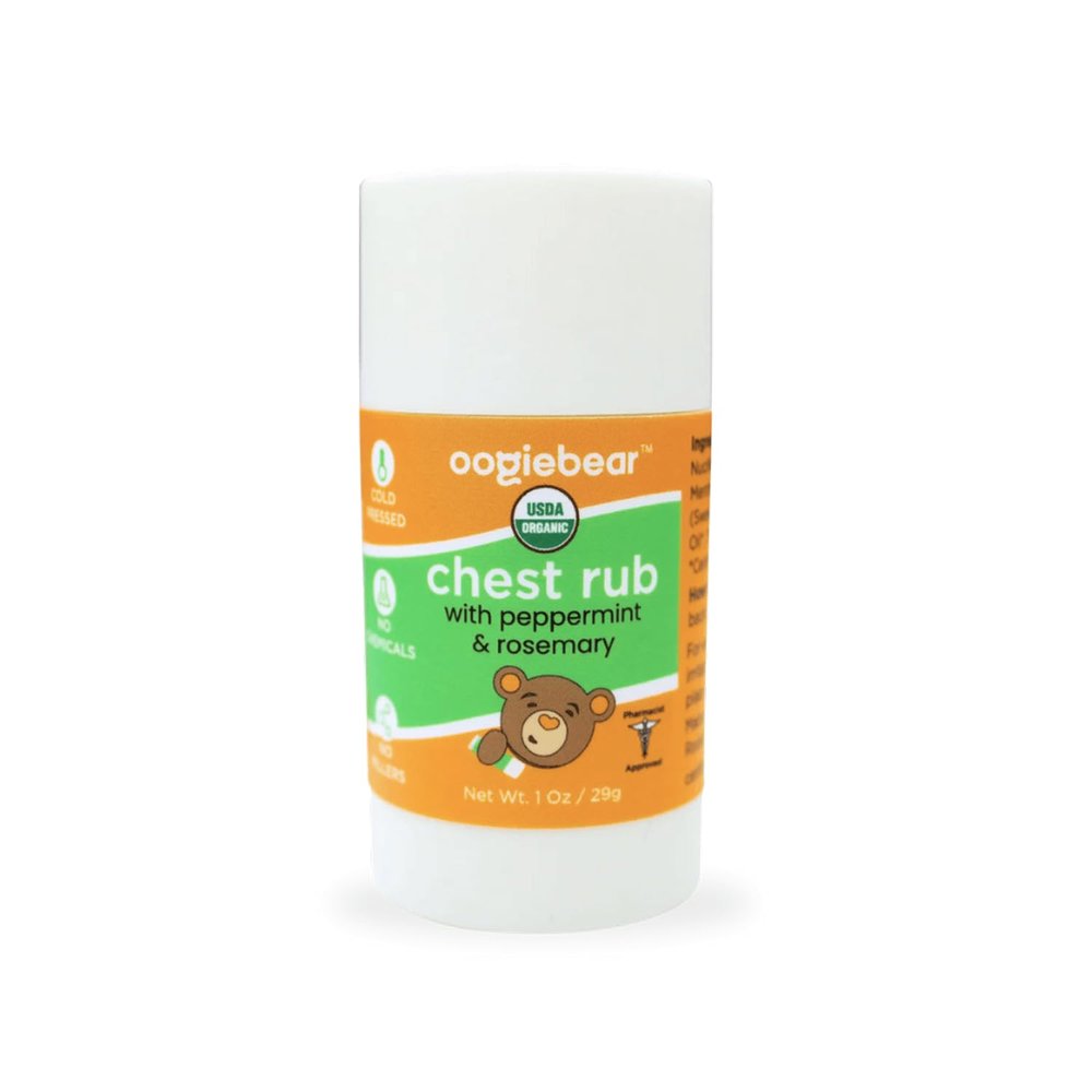 oogiebear Kids Chest Rub, USDA Organic Soothing Peppermint & Rosemary for Breathing Relief and Comfort, Petroleum Free, 30+ Months, 1.0 Oz Balm