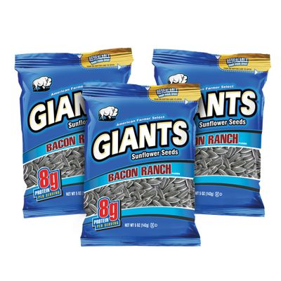 GIANTS Bacon Ranch Sunflower Seeds - Sunflower Seeds Bulk, Flavored Sunflower Seed Snack, Roasted Sunflower Seeds to Eat - 5 oz Resealable Bags (Pack of 3)