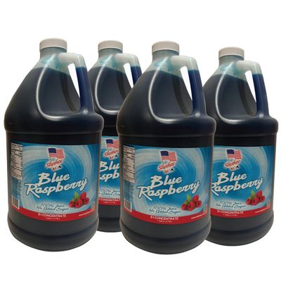 BLUE RASPBERRY SLUSHEE MIX | 100% JUICE | NO ADDED SUGAR | Case of 4 x 1 Gallons - 512 oz | (Yields Approx. 256-12oz servings per case) | Mix 5 Parts Water With 1 Part Syrup.