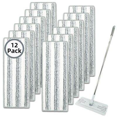 12 Pack Microfiber Mopping Pads Compatible with JOYMOOP, Libman, Oshang Flat Mop and Most 13"X5" Flat Floor Mop, Reusable & Washable Microfiber Cleaning Pads