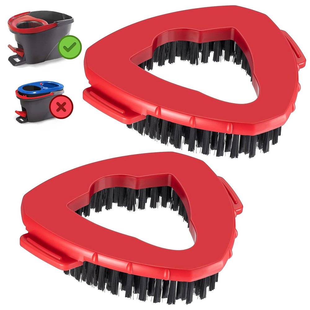 2 PCS O-Ceda Scrub Brush Spin Mop Head Attachments, Scrubbing Triangle Mop Brush, Compatible with EasyWring 1 Tank System, Hard Bristle Floor Cleaning Brush for Shower Kitchen Wall Tile Cleaning