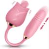 NineLife Basics Easy to Operate Rose Shape Toys Update Model 3 in 1 Rose Toy with Tongue Licking, Thrusting and Vibrating Adult Tools JA3+6 * 1, Roses-pink view 1