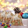 Victoroes Fall Drawstring Gift Bags 10 Pieces, 5" x 7" Small Pumpkin Flowers Maple Leaves Bow Linen Texture Gift Bag Reusable Fabric Wrap Bags for Seasonal Autumn Thanksgiving Holiday Decor view 2