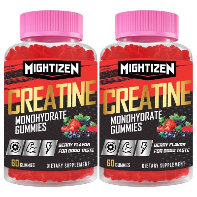 Creatine for Men & Women Creatine Monohydrate Gummies, Creatine Monohydrate per Serving with Taurine & Vitamin B12, Pre-Workout for Max Strength, Energy & Endurance - 2 Pack