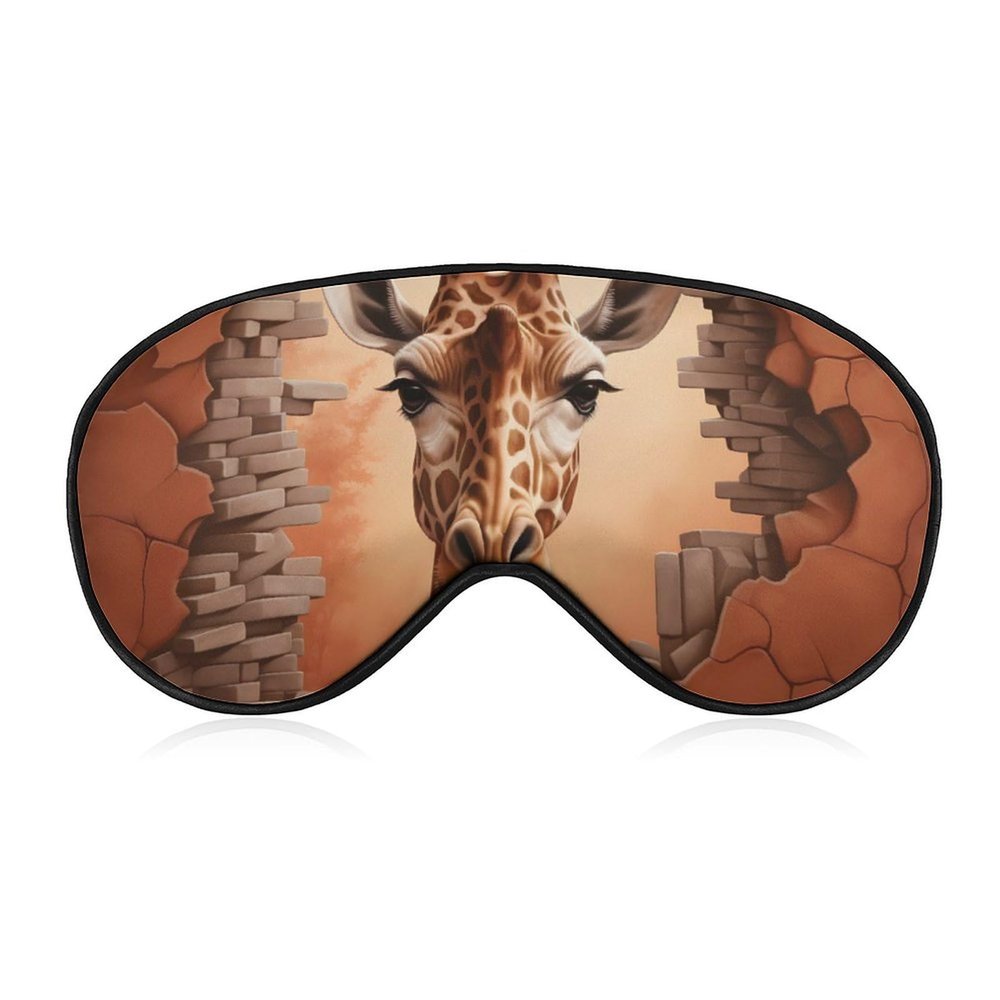 A Giraffe Is Looking through Wall Soft Eye Mask with Adjustable Strap Light Blocking Night Sleeping Travel Nap for Men Women