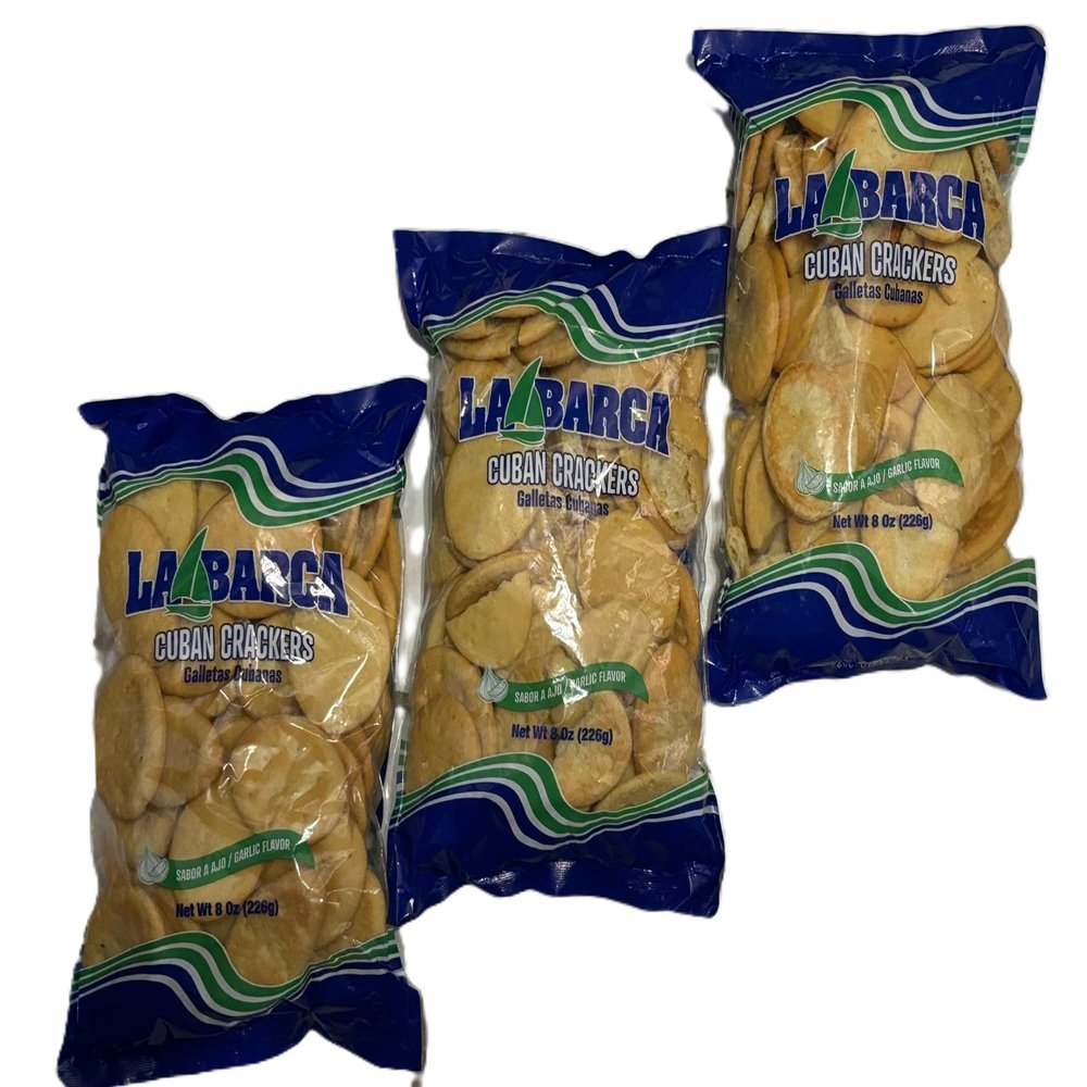 NineLife Basics ASH La Barca Cuban crackers Garlic Flavor/Galletas Cubanas La Barca sabor a ajo, 8 Ounce (3 packs)