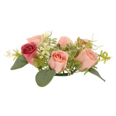 BCOATH Artificial Candle Wreath for Spring Home Decor Realistic Floral Centerpiece for Weddings and Parties Fake Flower Candle for Dining Table Decoration