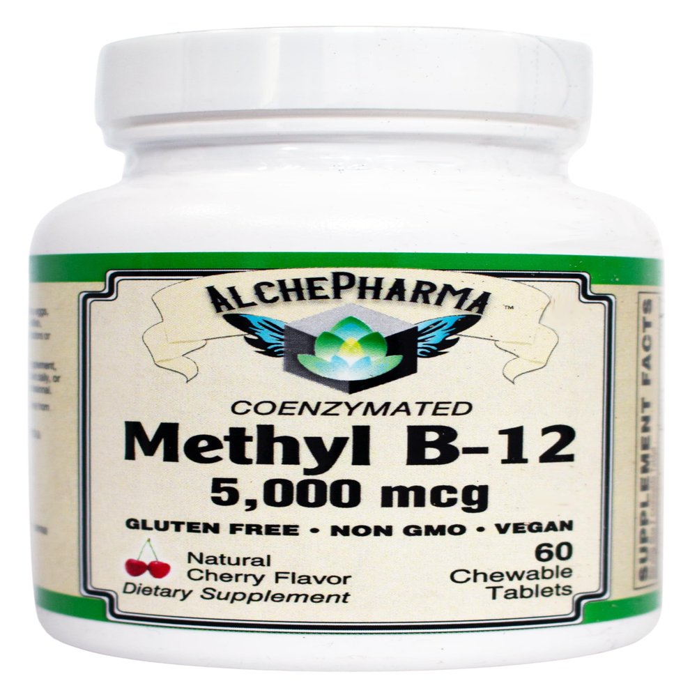AlchePharma High-Potency Methylcobalamin B-12 Chewable Tablets (5,000 mcg)