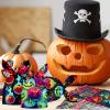 50 Pcs Halloween Goodie Bags - Happy Halloween Treat Bags, Halloweens Pumpkin Plastic Gift Bag Bulk, Cute Rabbit Ear Candy Goody Bags for Kids Helloween Party Decorations Favors Birthday Supplies view 2