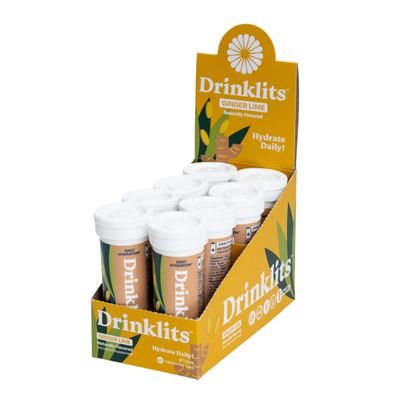 Drinklits Ginger Lime Electrolyte Sports Drink Fizzy Hydration Tablets (8) Tube Bundle | Natural Flavors  0g Sugar  Daily Use | 80 Servings - 10 Tablets Per Tube