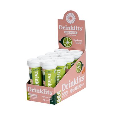 Drinklits Lemon-Lime Electrolyte Sports Drink Fizzy Hydration Tablets (8) Tube Bundle | Natural Flavors  0g Sugar  Daily Use | 80 Servings - 10 Tablets Per Tube