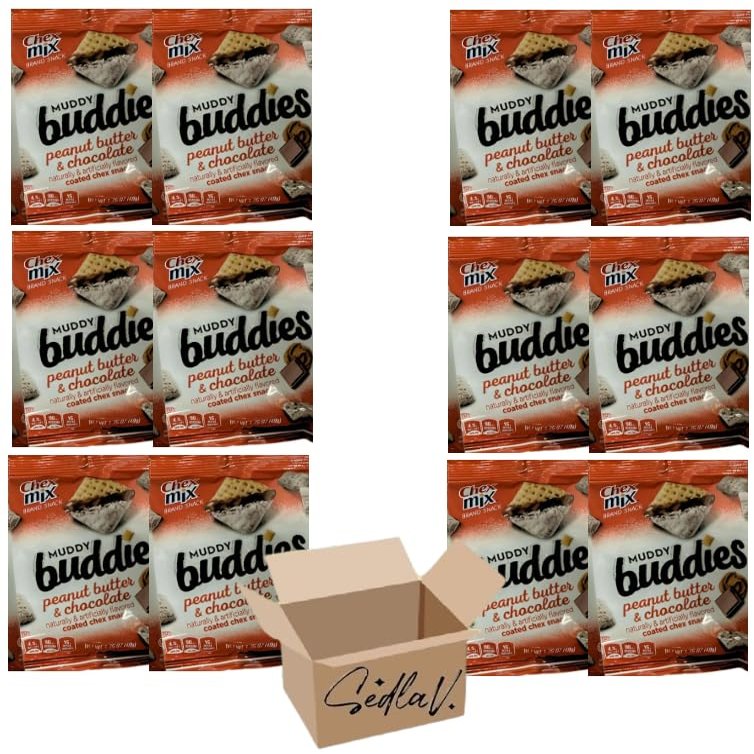 SEDLAV Bundles Muddy Buddy Original Chocolate Peanut Butter Snacks, 1.75 OZ (SEDLAV, Pack of 12)