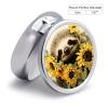 Sloth Sunflower Printed Pill Box Small Pill Case for Purse & Pocket 3 Compartment Travel Pill Boxes Metal Round Small Pill Organizer to Hold Vitamins, Medication, Fish Oil and Supplements view 2