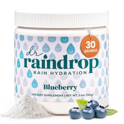 Dr Raindrop Electrolytes Powder, Blueberry Flavor- No Added Sugar Hydration Drink Mix- Gluten Free with Potassium Citrate- Sports Hydration
