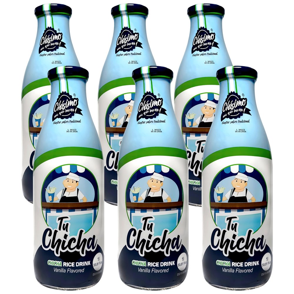 Tu Chicha Chisimo 33.81 fl oz x 6  Venezuelan Chicha Rice Drink  Vanilla Flavor  Traditional Hispanic Beverage  Creamy Latin Rice Milk Drink  Ready-to-Drink  Pack of 6