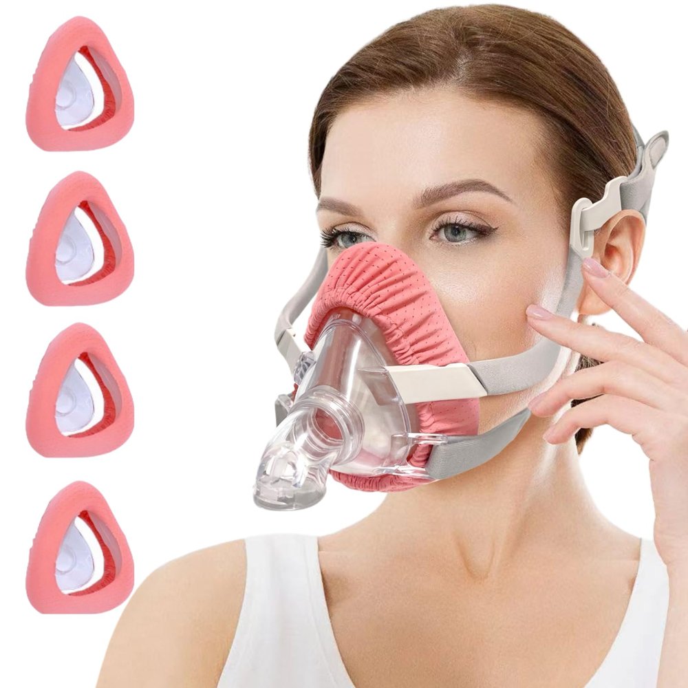 4 Pack Pink Mask Liner Pads Intended for F20 CPAP Mask Liners Cool and Silk Feel Cover One Size Compatible with Most Full Face Mask Improve The Comfort of Wearing The Mask Reduce Noise