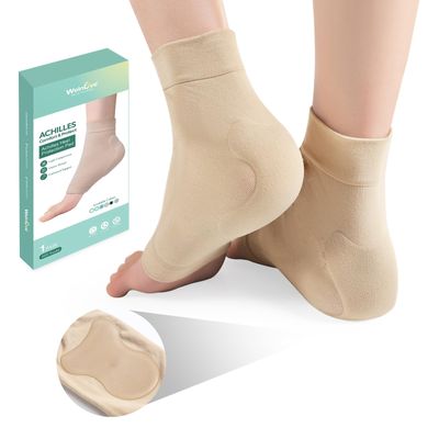 Achilles Tendonitis Heel Protector Socks - (FSA&HSA) Welnove Achilles Tendon Support Compression Socks - Gel Padded Sleeve for Cushion & Protection of Bursitis, Tenderness, Dry Cracked, Regular