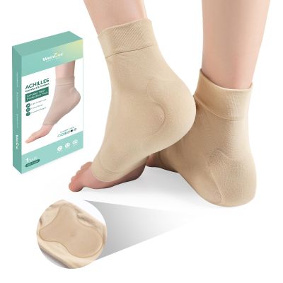 Achilles Tendonitis Heel Protector Socks - (FSA&HSA) Welnove Achilles Tendon Support Compression Socks - Gel Padded Sleeve for Cushion & Protection of Bursitis, Tenderness, Dry Cracked, Large