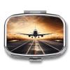Backpack Airplane Pill Box 2 Compartment Medicine Organizer Portable Pill Container Square Pill Holder for Pocket Travel Pill Case for Purse view 1