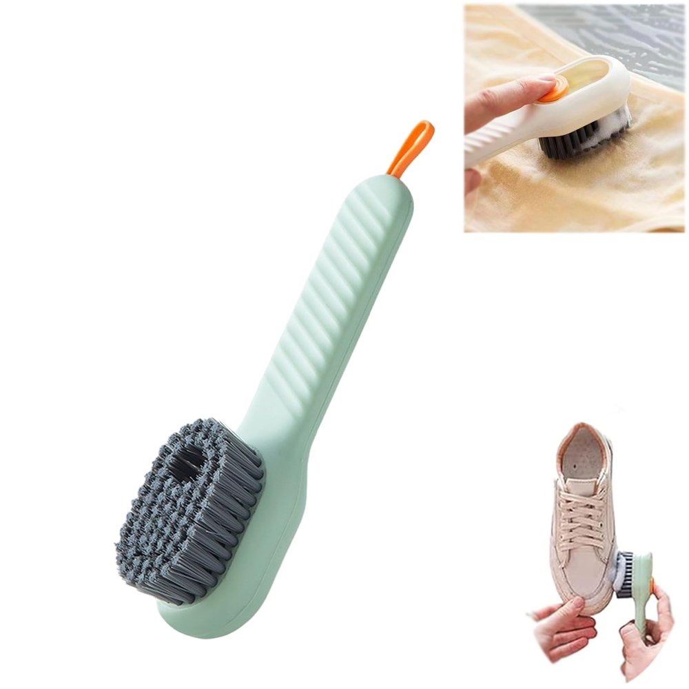 2 in 1 Multifunction Cleaning Brush,Liquid Filled Laundry Brush,Cleaning Brush with Soap Dispenser,for Washing Clothes Shoes Suitable for Home Cleaning (Green)