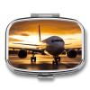 Airplane in The Evening Light Pill Box 2 Compartment Medicine Organizer Portable Pill Container Square Pill Holder for Pocket Travel Pill Case for Purse view 1