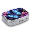 Beauty Butterfly Pill Box 2 Compartment Medicine Organizer Portable Pill Container Square Pill Holder for Pocket Travel Pill Case for Purse view 3