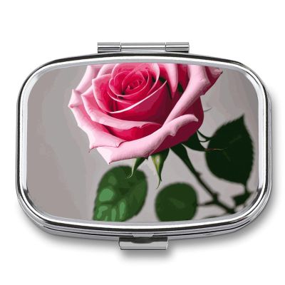 Dahlia Pill Box 2 Compartment Medicine Organizer Portable Pill Container Square Pill Holder for Pocket Travel Pill Case for Purse