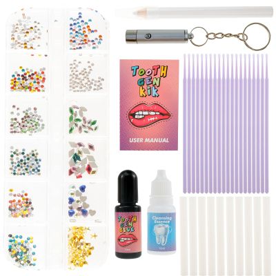 Tooth Gems Kit for Teeth Include Dental Grade Adhesive Tooth Gems Kit Fashionable DIY Fashionable Tooth Artificial Reflective Professional Tooth Jewelry Gems Kit (B)