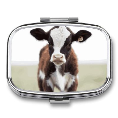 BTCOWZRV Baby Cow Pill Box 2 Compartment Medicine Organizer Portable Pill Container Square Pill Holder for Pocket Travel Pill Case for Purse, Style