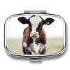 BTCOWZRV Baby Cow Pill Box 2 Compartment Medicine Organizer Portable Pill Container Square Pill Holder for Pocket Travel Pill Case for Purse, Style view 1