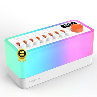TMEHM 3-in-1 Sleep Sound Machine with 8 Mixable Nature Sounds, Portable Bluetooth Speaker & 12-Color Night Light, White Noise, Sleep Timer & Breathing Exercises for Babies, Kids, and Adults