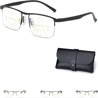 NineLife Basics Yiffany Intellireaders, Titanium Progressive Far and Near Dual-Use Reading Glasses, Multifocus Reading Glasses for Men Women (1x,Black)