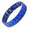 KYOSI 3X Mens Magnetic Bracelet Three rows Energy Stainless Steel Blue Bracelets for Men Magnet Link Jewelry Fathers Day Gift (Blue, 8.66 inches) view 1