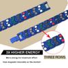 KYOSI 3X Mens Magnetic Bracelet Three rows Energy Stainless Steel Blue Bracelets for Men Magnet Link Jewelry Fathers Day Gift (Blue, 8.66 inches) view 3