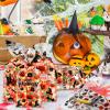 100 Pcs Halloween Treat Bags - Happy Halloweens Goodie Bag, Plastic Halloween Pumpkin Cellophane Bag Bulk, Clear Gift Goody Candy Bags with Twist Ties for Halloweens Party Supplies Favors Decorations view 2