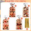 100 Pcs Halloween Treat Bags - Happy Halloweens Goodie Bag, Plastic Halloween Pumpkin Cellophane Bag Bulk, Clear Gift Goody Candy Bags with Twist Ties for Halloweens Party Supplies Favors Decorations view 4