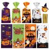 50 Pack Halloween Treat Bags - Plastic Halloween Goodie Bags, Happy Halloweens Candy Bag, Trick or Treat Snack Gift Cellophane Bags with Twist Ties for Kids Hallowen Party Birthday Supplies Favors view 1
