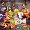 50 Pack Halloween Treat Bags - Plastic Halloween Goodie Bags, Happy Halloweens Candy Bag, Trick or Treat Snack Gift Cellophane Bags with Twist Ties for Kids Hallowen Party Birthday Supplies Favors view 2