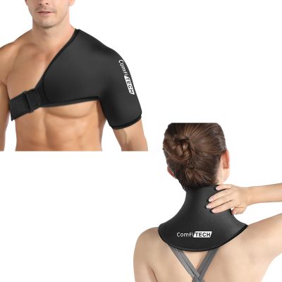 ComfiTECH Gel Ice Pack Wrap for Neck and Cervical Pain Relief - Reusable Cold Compress & Shoulder Ice Pack Wrap Rotator Cuff Cold Therapy Compression Sleeve for Better Putting On & Off