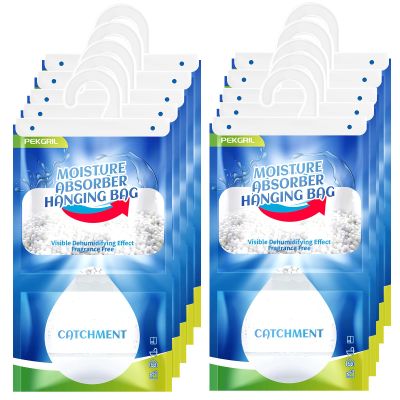 PEKGRIL Moisture Absorber Bags 10 Packs, 15 oz Hanging Dehumidifier Bags, Humidity Packs for Closet, Bathroom, Kitchen, 420g/Pack