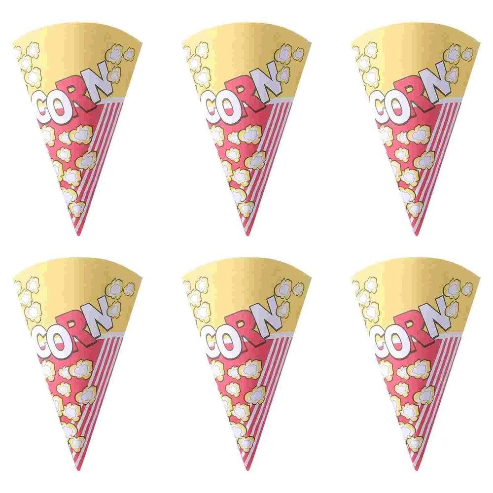 Hohota 50/100pcs Cone Shape Popcorn Paper Bags With Tapered Tips Multifunction Paper Treat Bags Popcorn Bags(50pcs)