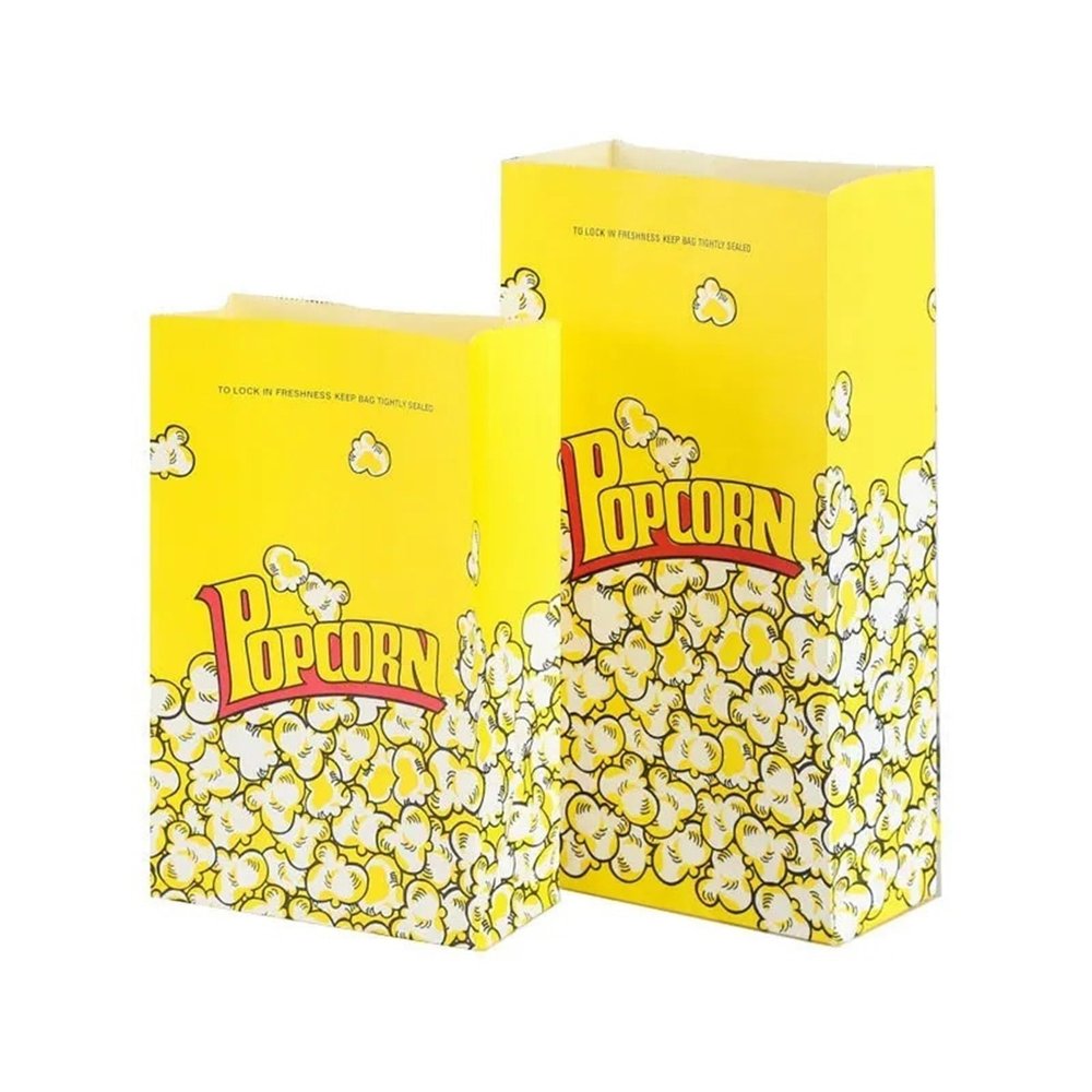 Hohota 10/30/50/100pcs Popcorn Paper Bag Paper Popcorn Boxes Kraft Paper Bags For Movie Theater Party Supplies(Big 29x15.5x8,50PCS)