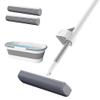 Self-Wringing Sponge Mops for Floor Cleaning, Self-Washing Roller Sponge Mop Cleaning Mops, Self-Squeeze Sponge Mops Hands-Free Floor Mops for Kitchen Bathroom (Mop & Bucket Set, with 2 Sponge Heads)