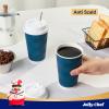 JOLLY CHEF 16oz Coffee Cups with Lids, 80 Pack Disposable Hot Paper Coffee Cups with Lids and Stirrers, Ideal for Travel, Office, Home, Cafe view 3