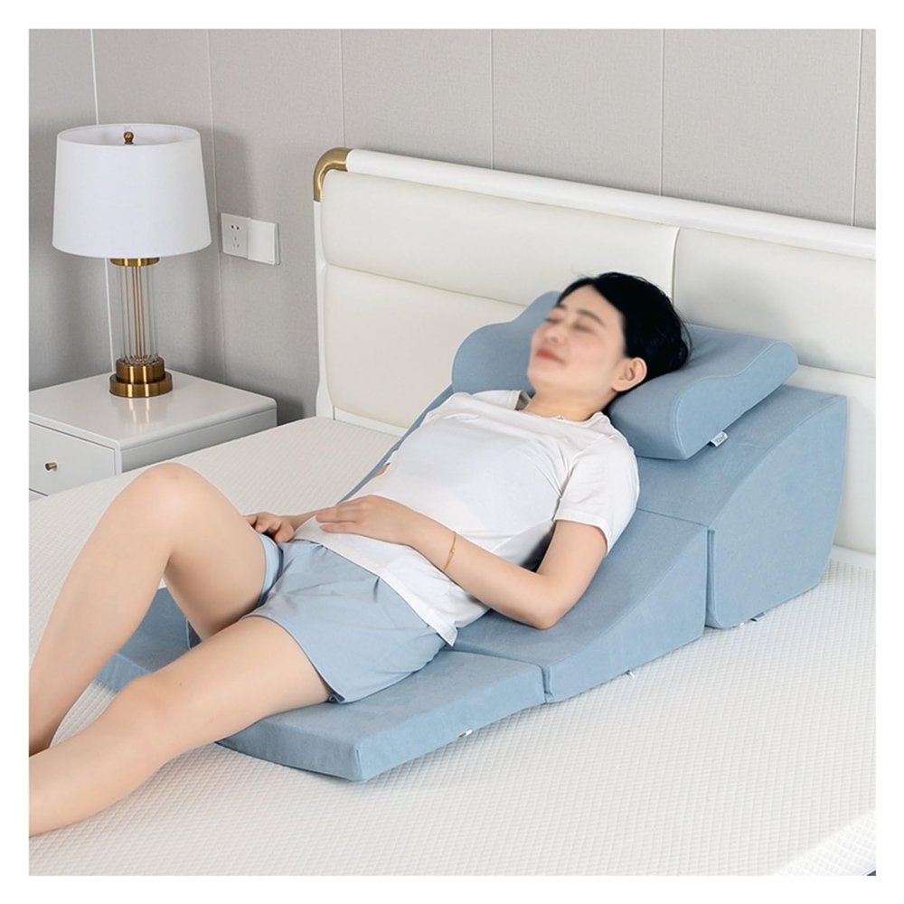 AMUFJJ 40" Extra Long Wedge Pillow, Folding Pillow Wedges for Acid Reflux/Sleep Apnea/Post Surgery, Wider Memory Foam Bed Wedge for Seniors/Pregnant/Adults