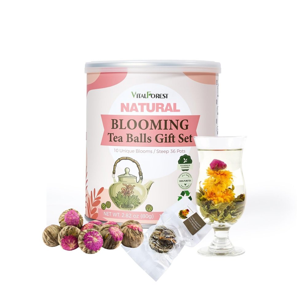 Blooming Tea Flowers Gift Set, 10 Unique Varieties Flowering Tea Balls, Individual Packing Handmade Blooming Balls for Anniversary, Valentine, Birthday