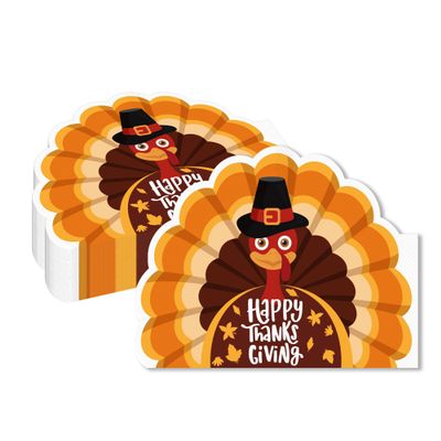 40 Pcs Thanksgiving Turkey Napkins Happy Thanksgiving Guest Disposable Napkins Fall Table Decoration Cute Turkey Shape Napkins for Autumn Party Decorations Supplies Tableware