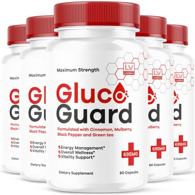 (5 Pack) GlucoGuard Capsules - Official GlucoGuard Advanced Blood Support Formula, Natural GlucoGuard Pills Maximum Strength, Health & Wellness Vitamin Supplement, 300 Capsules for 5 Months