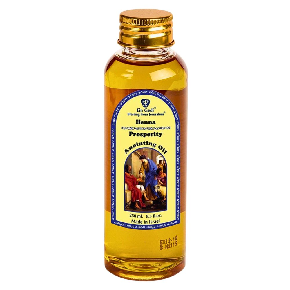 EIN GEDI Frankincense Myrrh & Spikenard Anointing Oil, Made in Holy Land (250ml - 8.5 Oz) Traditional Blend Anointing Oil for Prayers and Blessings. (250, Henna)